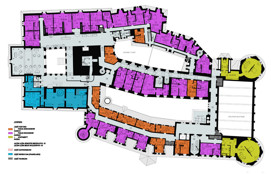Adaptacja wnętrz w zamku Książ na funkcje hotelowe6